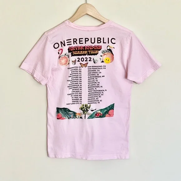One Republic Never Ending Summer Tour 2022 Pink Concert T Shirt Adult size Small - Picture 5 of 7
